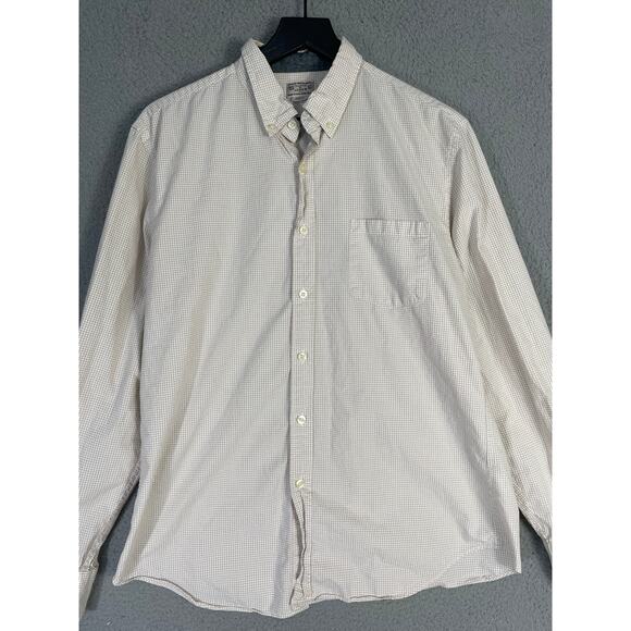J.Crew Quality Woven Shirts Mens‎ L Beige Plaid Cotton Button Down Long Sleeve - Picture 5 of 9